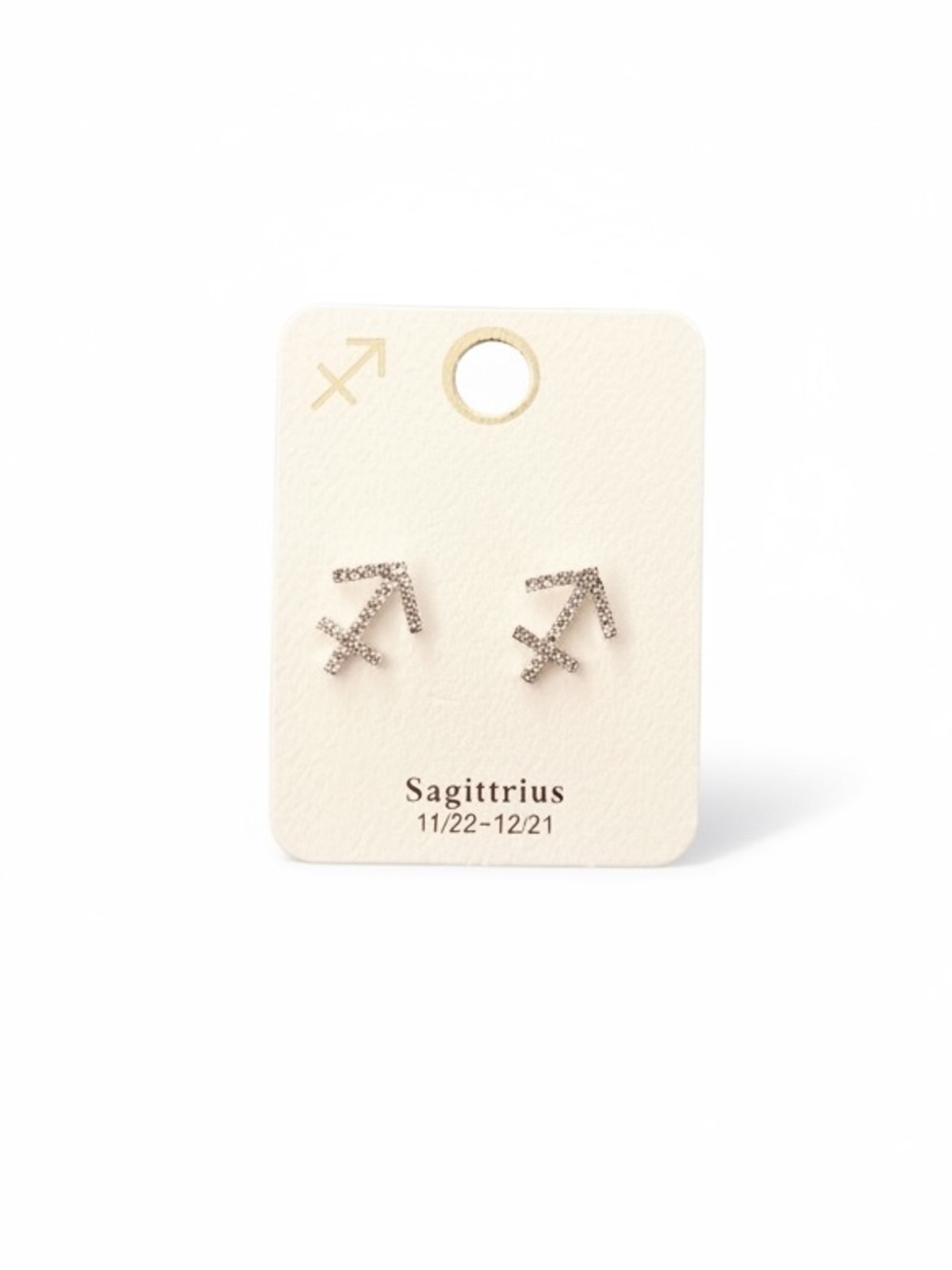 Sagittarius Astrological Zodiac Sign Rhinestone Gold Earrings Nov 22 - Dec 21